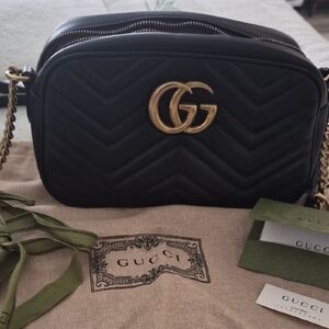 Gucci Black Crossbody Bag with Gold Details
